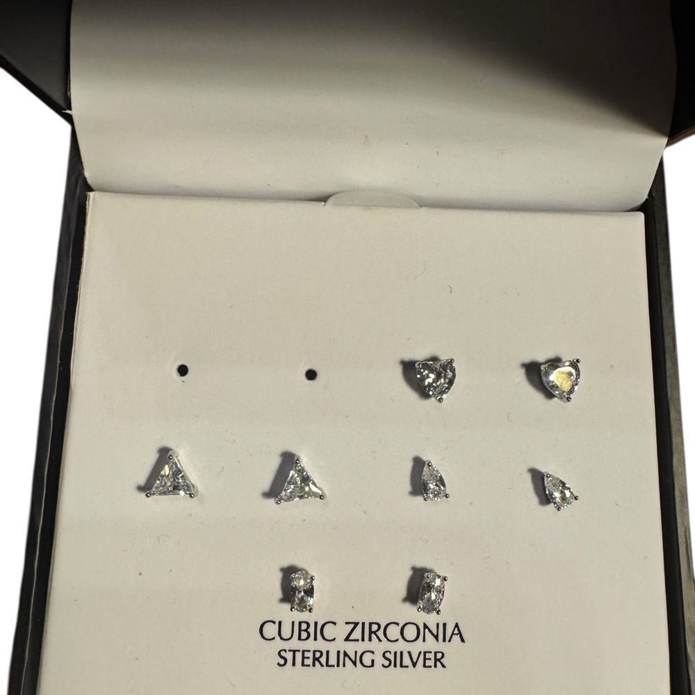 Giani Bernini Cubic Zirconia Sterling Silver 4 pair Earring Set